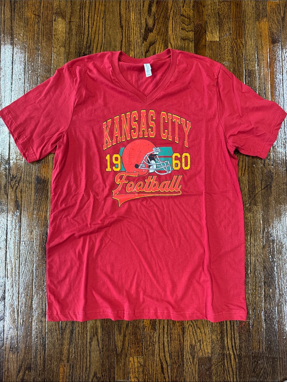 Kansas City Football Red Graphic V-neck Tee